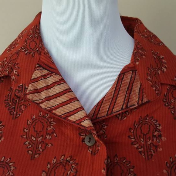 Maahi Large Cotton Rust Shirt - Cotton - Picture 2 of 7